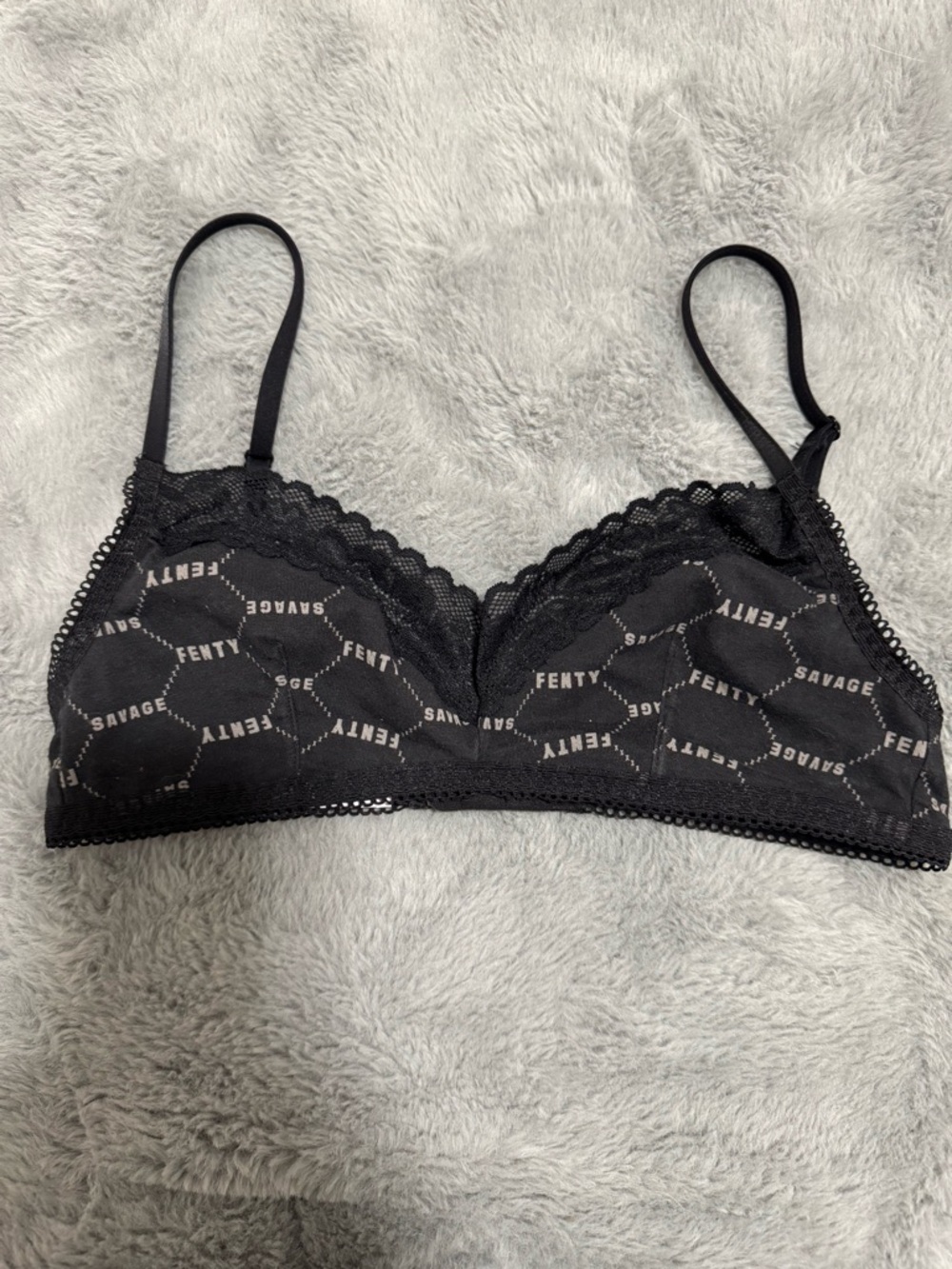 Savage X Fenty Black Logo Lace Bralette
